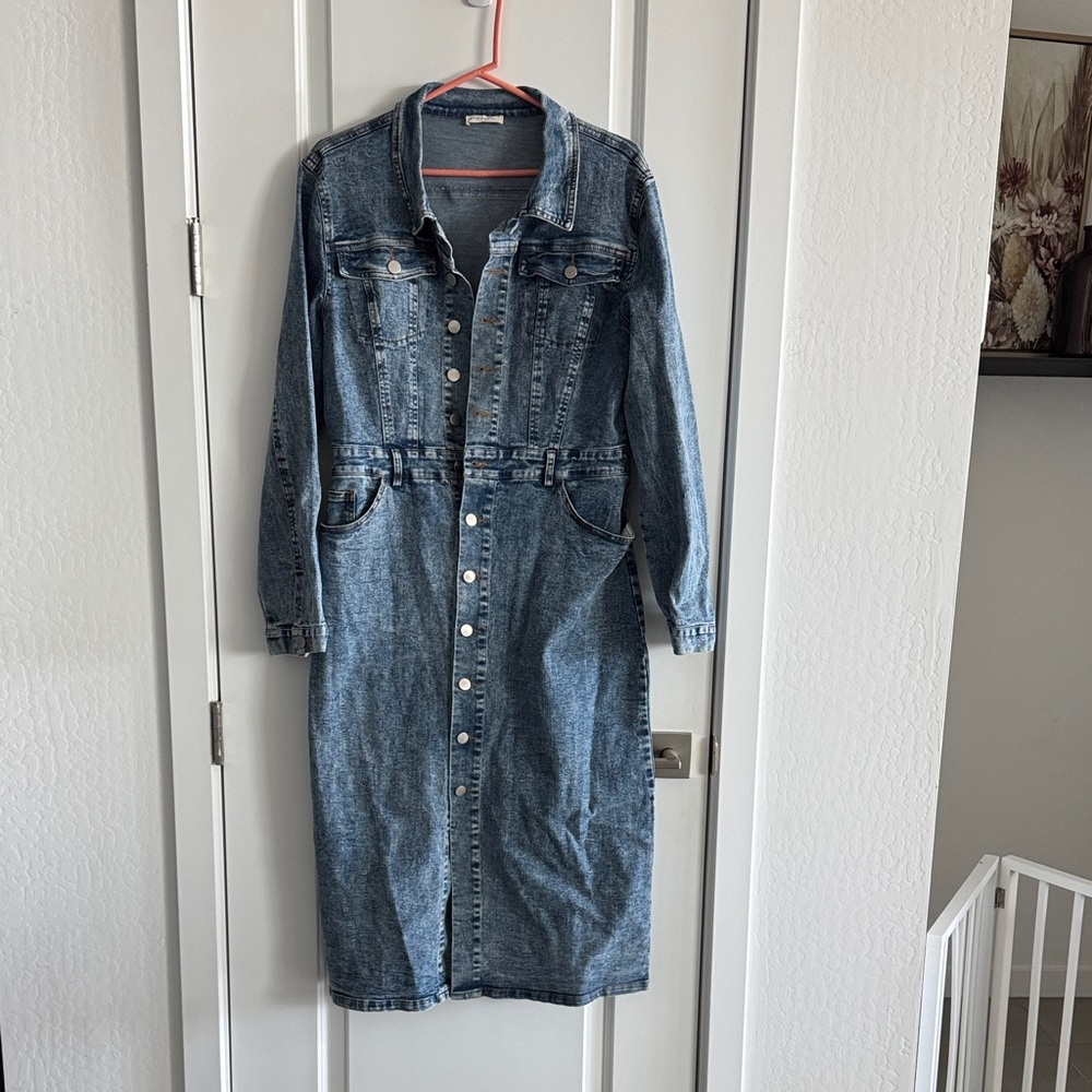 Denim Button-Down Mini Dress